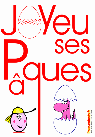 Joyeuses Pâques dessin de PAQUES à imprimer gratuit 2 oeufs dinosaure Popoeuf